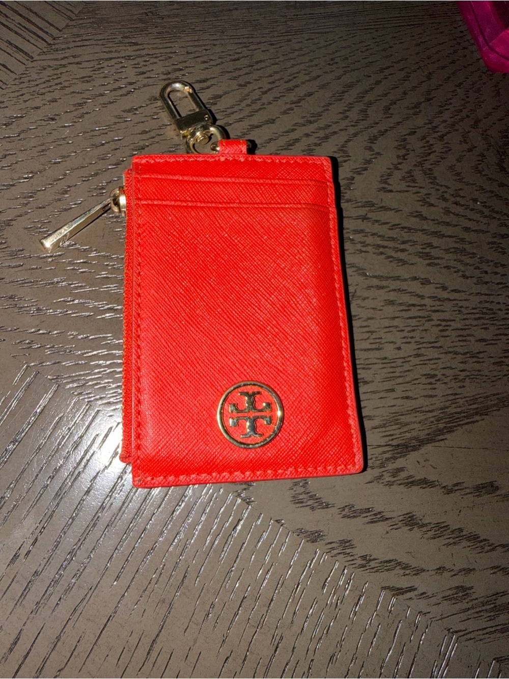 Rare Orange Leather Tory Burch Card Holder
